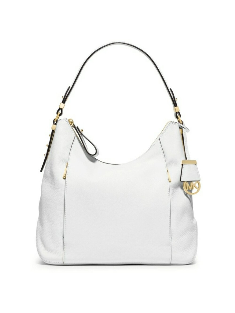 Michael Kors Bowery Optic White Leather Large Shoulder Bag